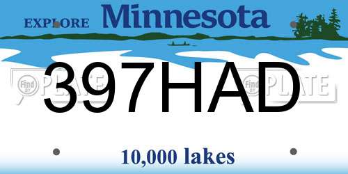 397HAD Minnesota License Plate