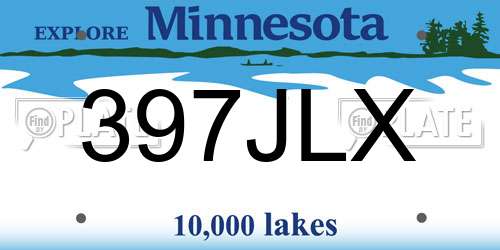 397JLX Minnesota License Plate