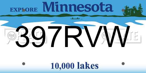 397RVW Minnesota License Plate
