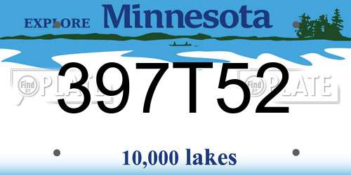 397T52 Minnesota License Plate