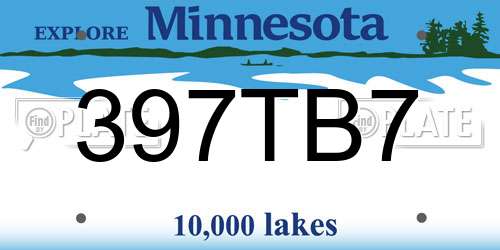 397TB7 Minnesota License Plate