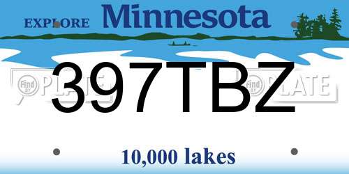 397TBZ Minnesota License Plate