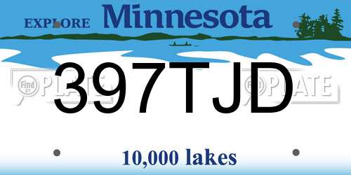397TJD Minnesota License Plate
