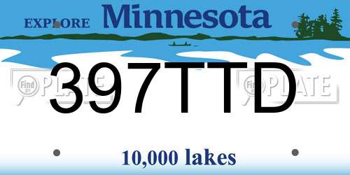 397TTD Minnesota License Plate