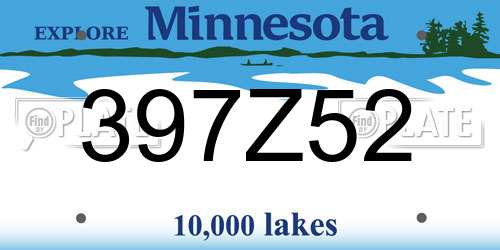397Z52 Minnesota License Plate