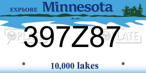 397Z87 Minnesota License Plate