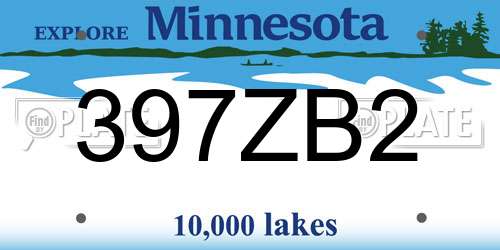 397ZB2 Minnesota License Plate