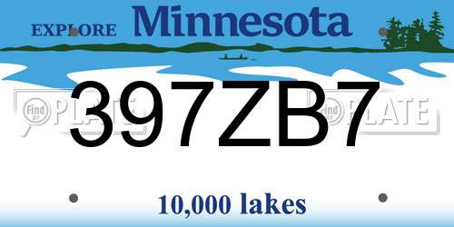 397ZB7 Minnesota License Plate