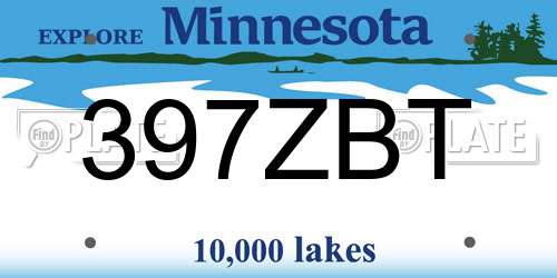 397ZBT Minnesota License Plate