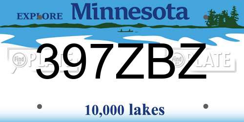 397ZBZ Minnesota License Plate