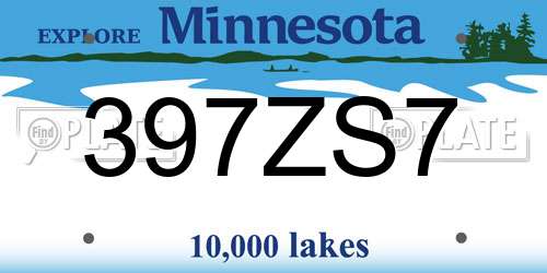 397ZS7 Minnesota License Plate