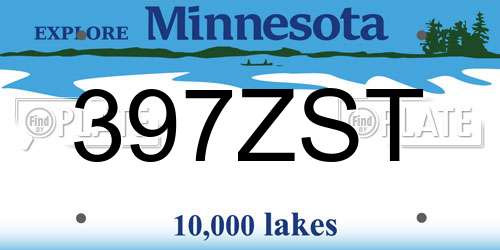 397ZST Minnesota License Plate