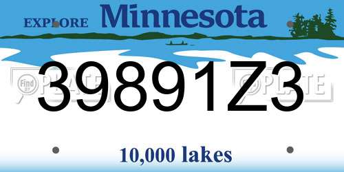 39891Z3 Minnesota License Plate