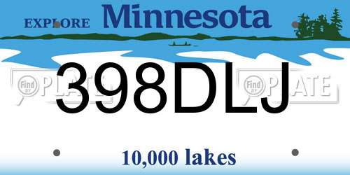 398DLJ Minnesota License Plate