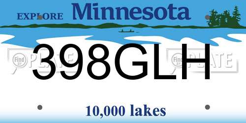 398GLH Minnesota License Plate