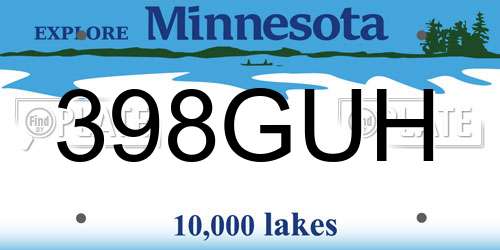 398GUH Minnesota License Plate
