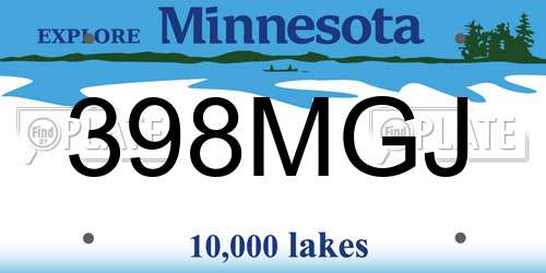 398MGJ Minnesota License Plate
