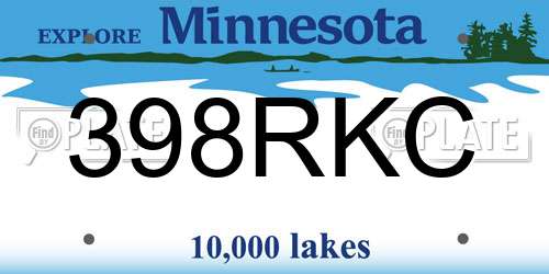 398RKC Minnesota License Plate