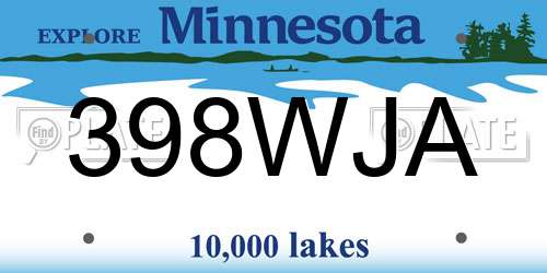 398WJA Minnesota License Plate