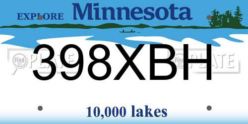 398XBH Minnesota License Plate
