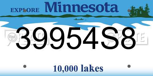 39954S8 Minnesota License Plate