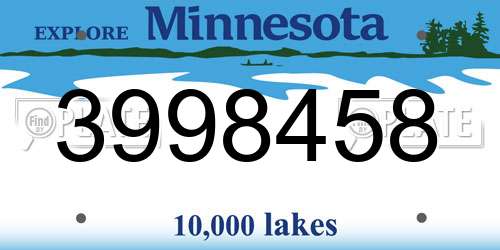 3998458 Minnesota License Plate