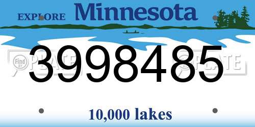 3998485 Minnesota License Plate