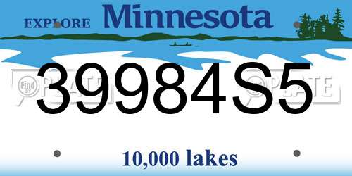 39984S5 Minnesota License Plate