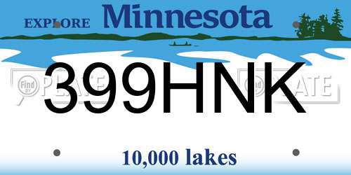 399HNK Minnesota License Plate