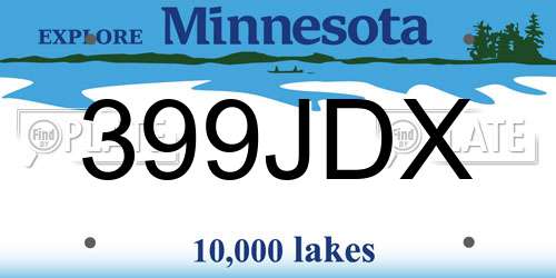399JDX Minnesota License Plate
