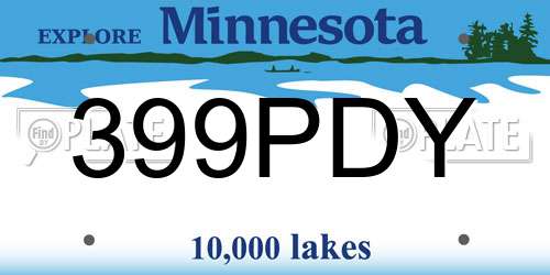 399PDY Minnesota License Plate