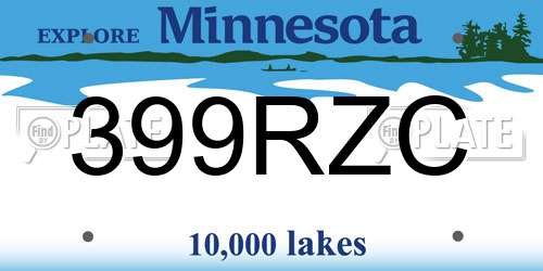 399RZC Minnesota License Plate