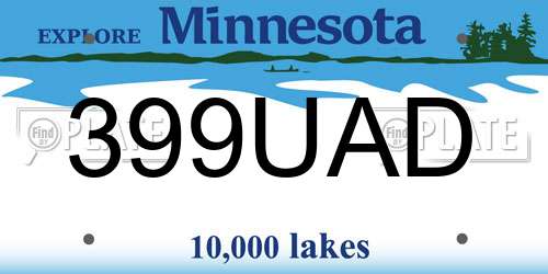 399UAD Minnesota License Plate
