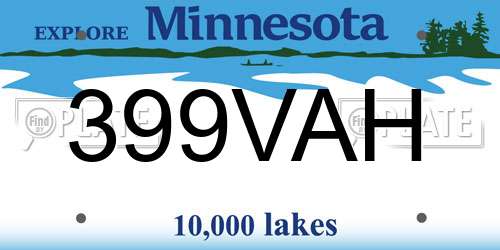 399VAH Minnesota License Plate
