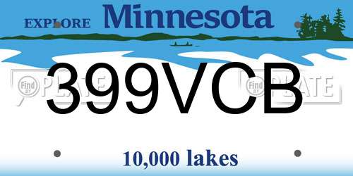 399VCB Minnesota License Plate