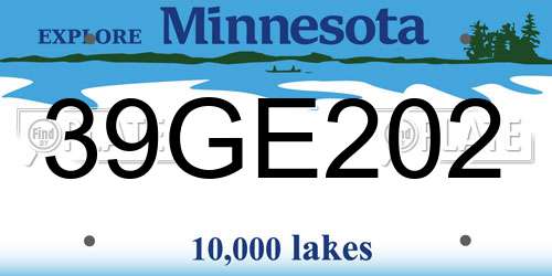39GE202 Minnesota License Plate