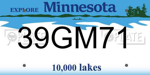 39GM71 Minnesota License Plate