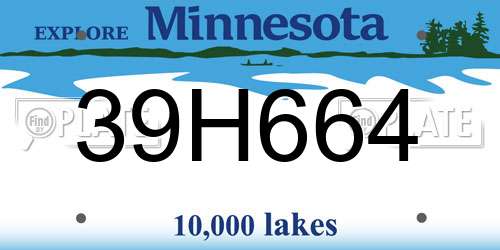 39H664 Minnesota License Plate
