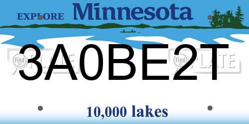3A0BE2T Minnesota License Plate