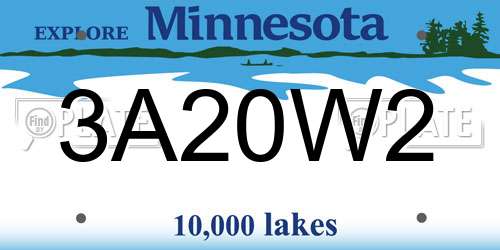 3A20W2 Minnesota License Plate