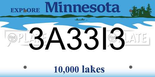 3A33I3 Minnesota License Plate