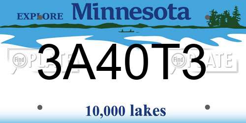 3A40T3 Minnesota License Plate