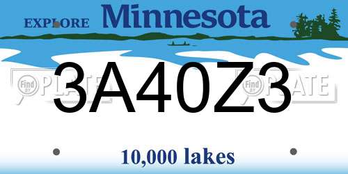 3A40Z3 Minnesota License Plate