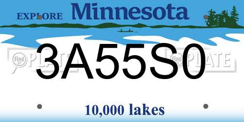 3A55S0 Minnesota License Plate