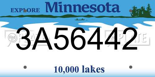 3A56442 Minnesota License Plate