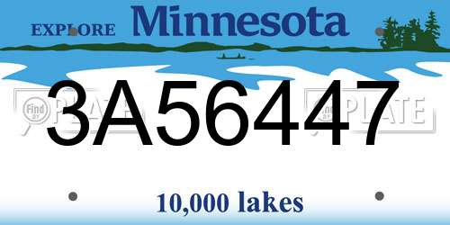 3A56447 Minnesota License Plate