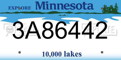 3A86442 Minnesota License Plate