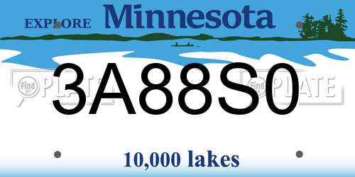 3A88S0 Minnesota License Plate