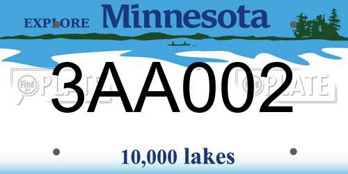 3AA002 Minnesota License Plate