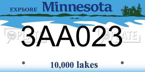 3AA023 Minnesota License Plate